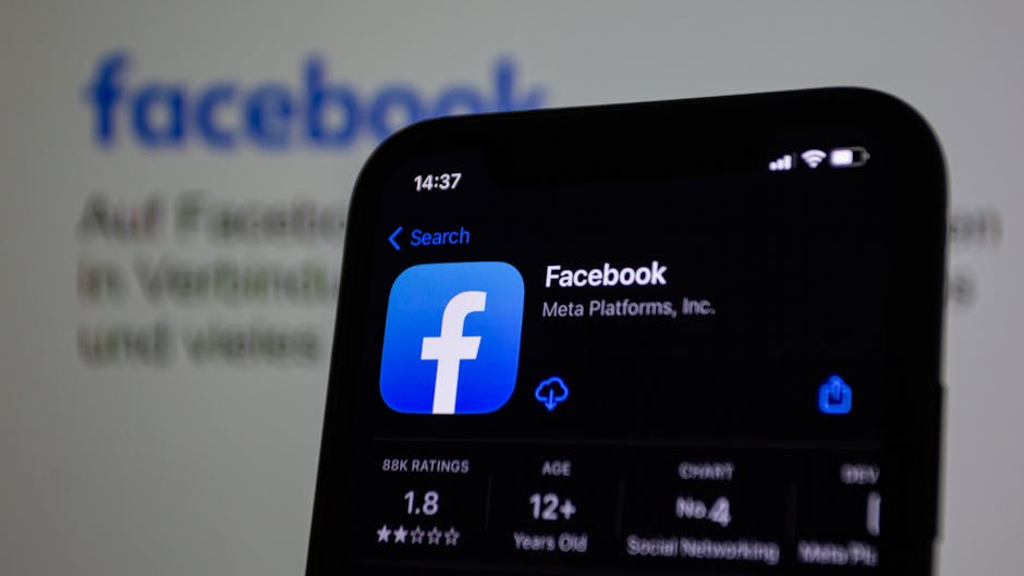 Smartphone showing Facebook app representing social media marketing