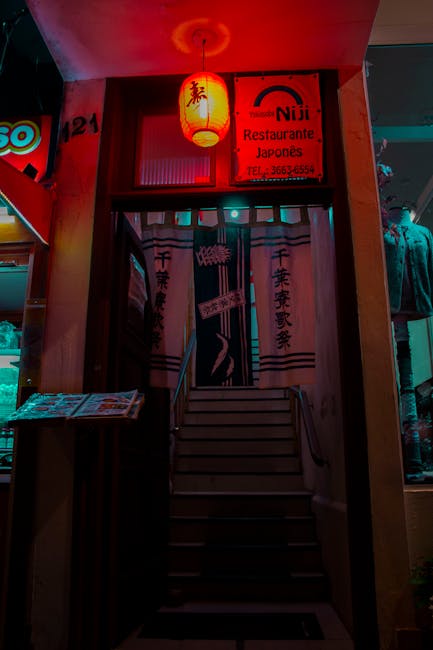 Japanese restaurant entrance representing language studies