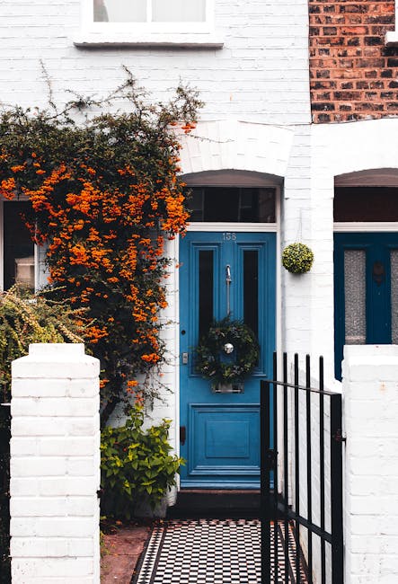 Blue door with floral wreath representing a welcoming student community
